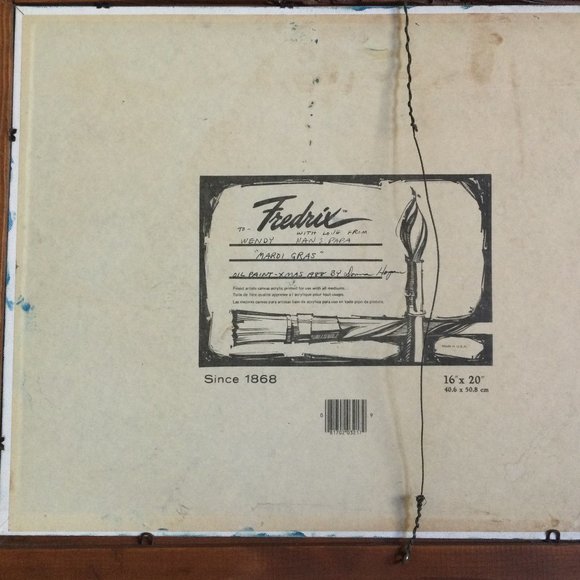 Donna Hogan 1988 oil painting on canvas board clown balloon solid wood frame - Picture 6 of 6